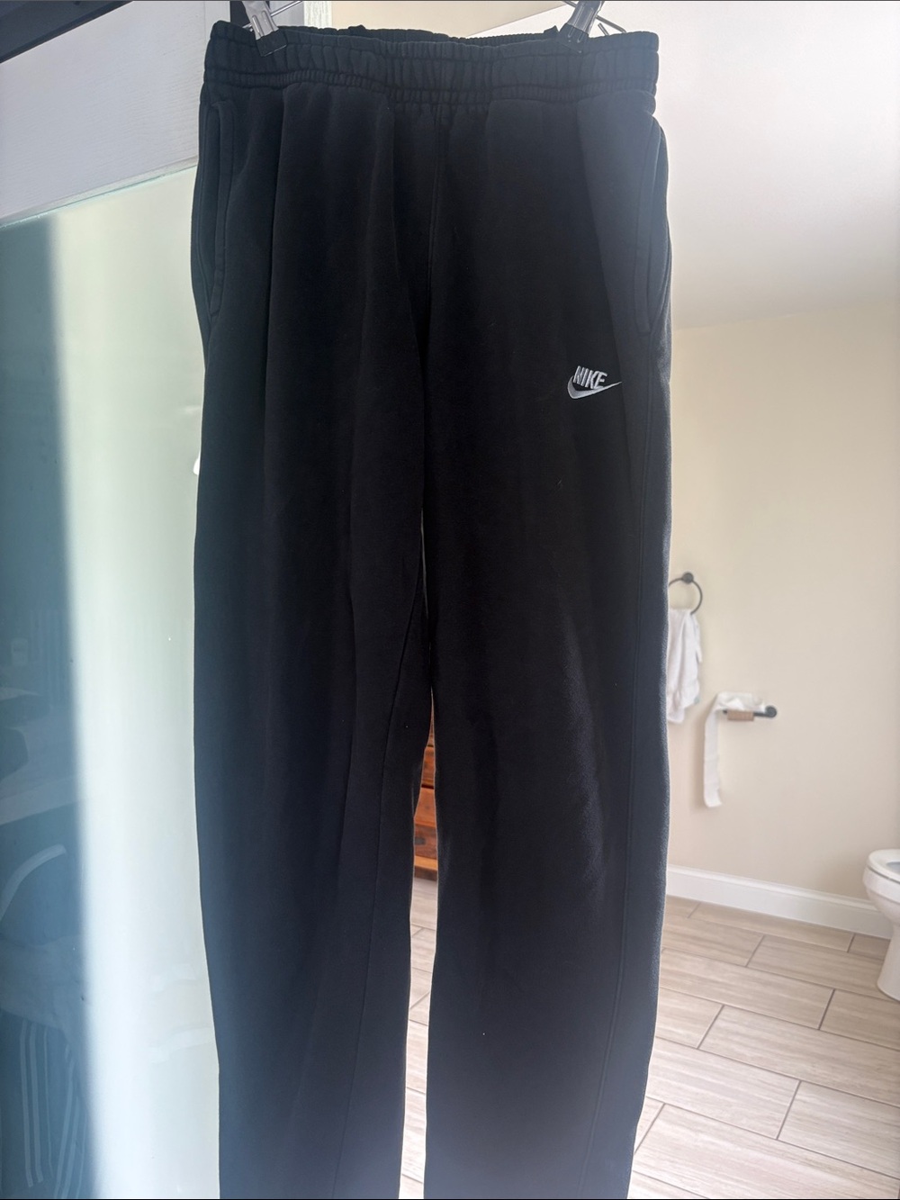 Nike Black Jogger Sweatpants with White Swoosh